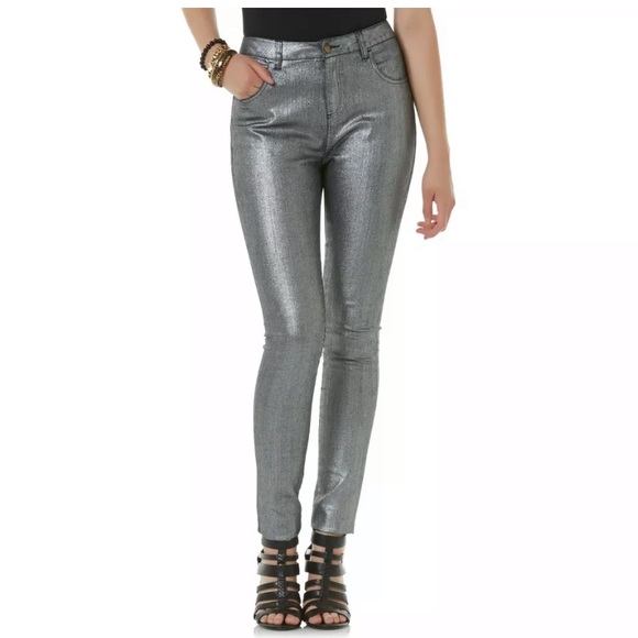BONGO Denim - NWT Silver Black Metallic Skinny Jeans Grange